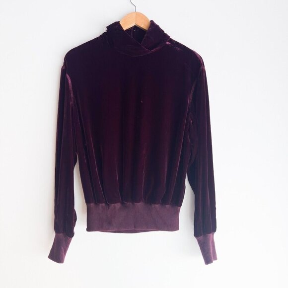 Ralph Lauren Purple Label Purple Velvet Turtleneck Top Silk Blend S/M - Picture 1 of 4